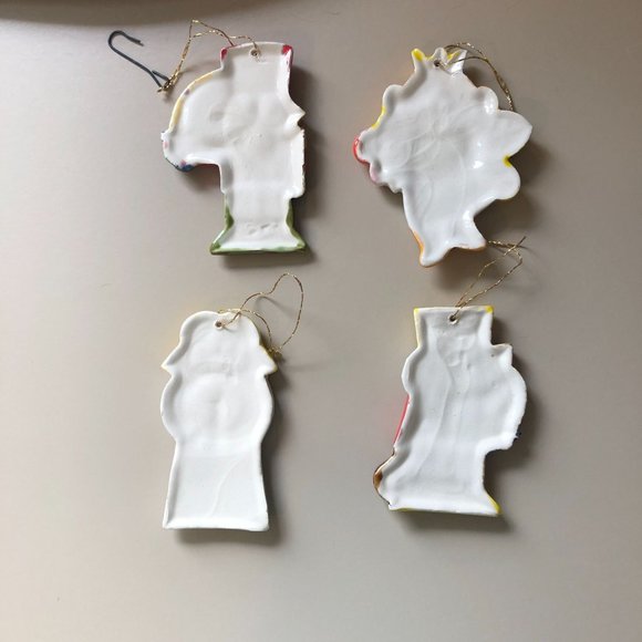 Christmas Tree Ceramic Ornaments Vintage Handpainted Angel Bear Nutcracker Decor - Picture 7 of 12